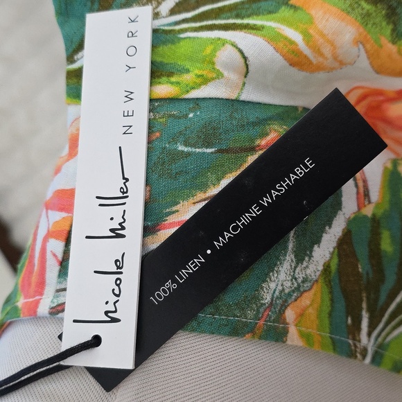 Nicole Miller Tropical Print Dress - Short, Tulip Sleeved - Orange & Green - Lrg - Picture 4 of 10